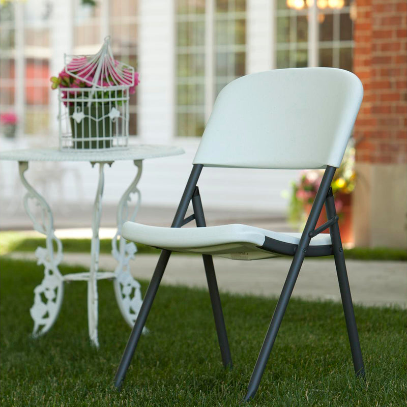 LIFETIME SEMI-COMMERCIAL FOLDING CHAIR LOOP LEG (WHITE GRANITE) 80155