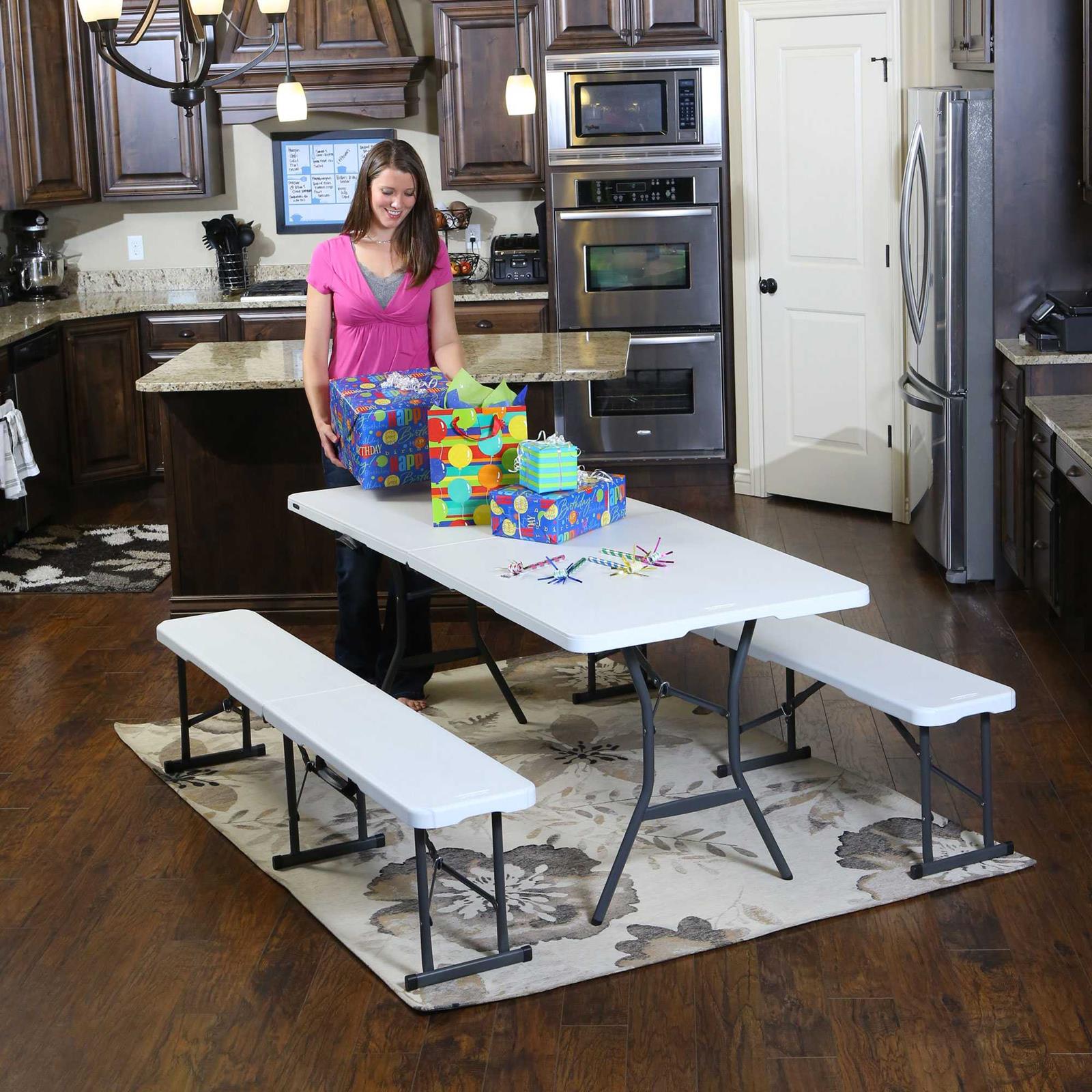 LIFETIME STÓŁ SKŁADANY WPÓŁ 183 CM (BIAŁY GRANIT) 80471