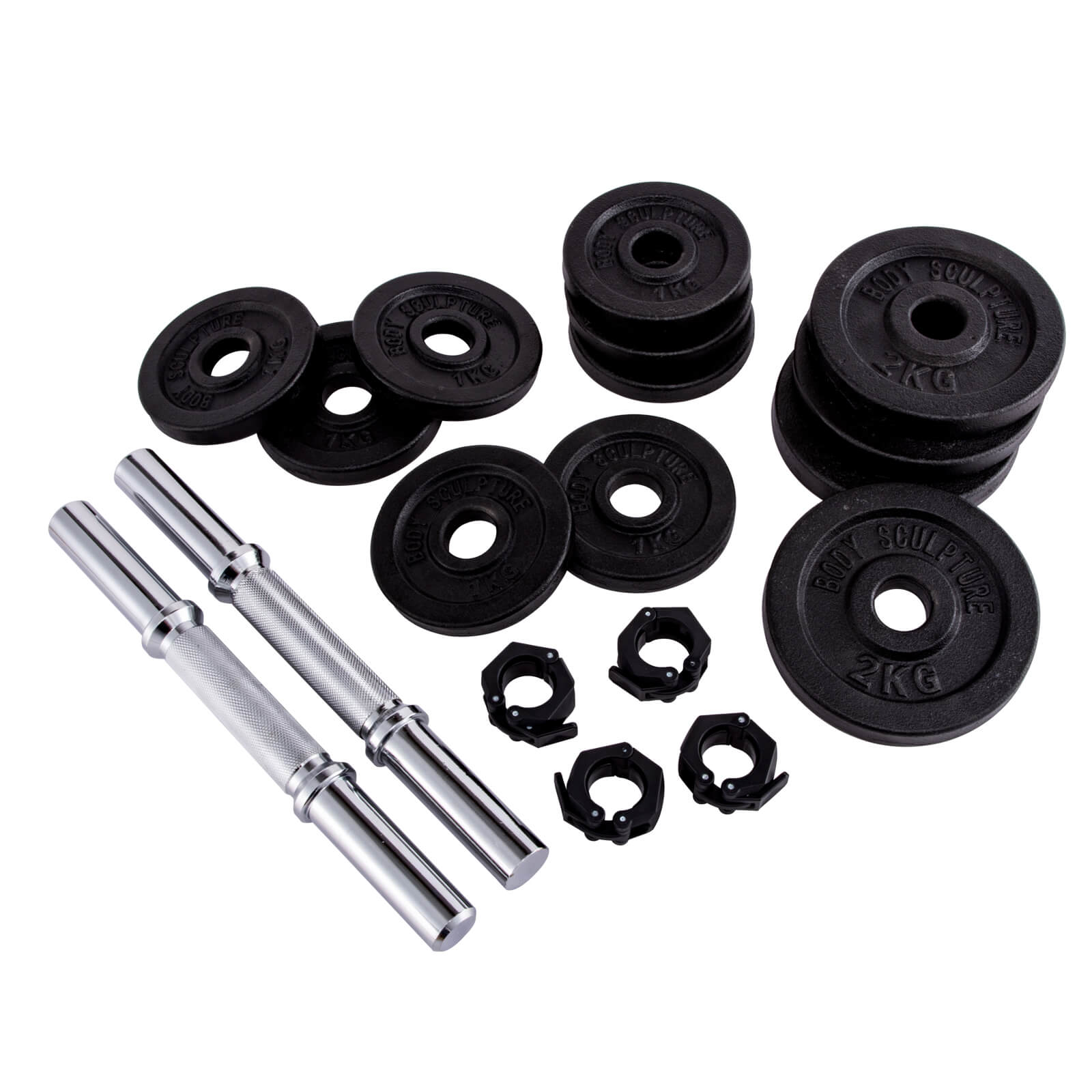 BODY SCULPTURE ADJUSTABLE CAST IRON DUMBBELLS 2x10 KG BW 780LX2