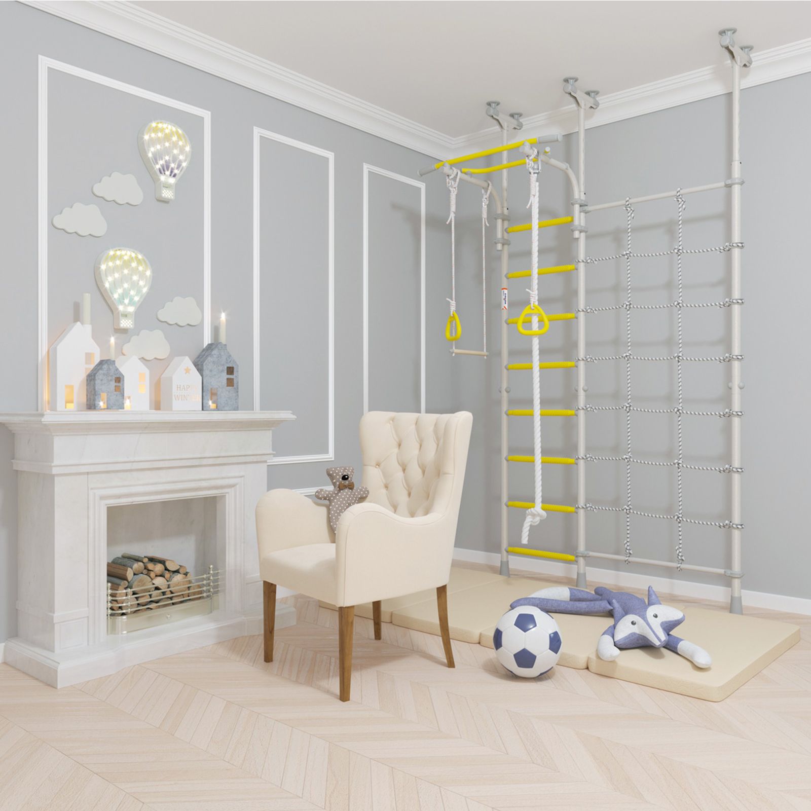 Drabinka gimnastyczna Wallbarz Funny Monkey 9D Biała