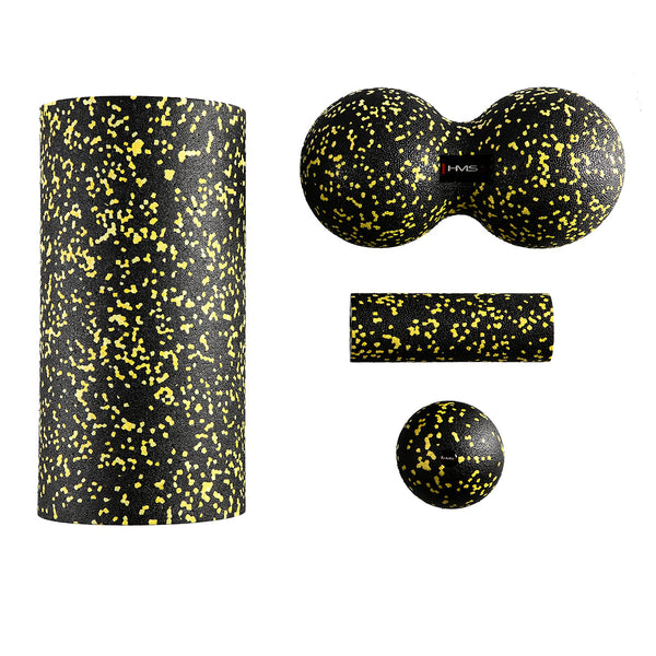 FSBM04 BLACK-YELLOW SET MASSAGE SET ROLLERS/BALLS (4 pcs) HMS