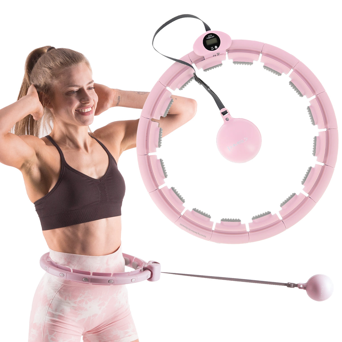 HMS HHW09 Pink Hula Hop z wypustkami i obciążnikiem + licznik