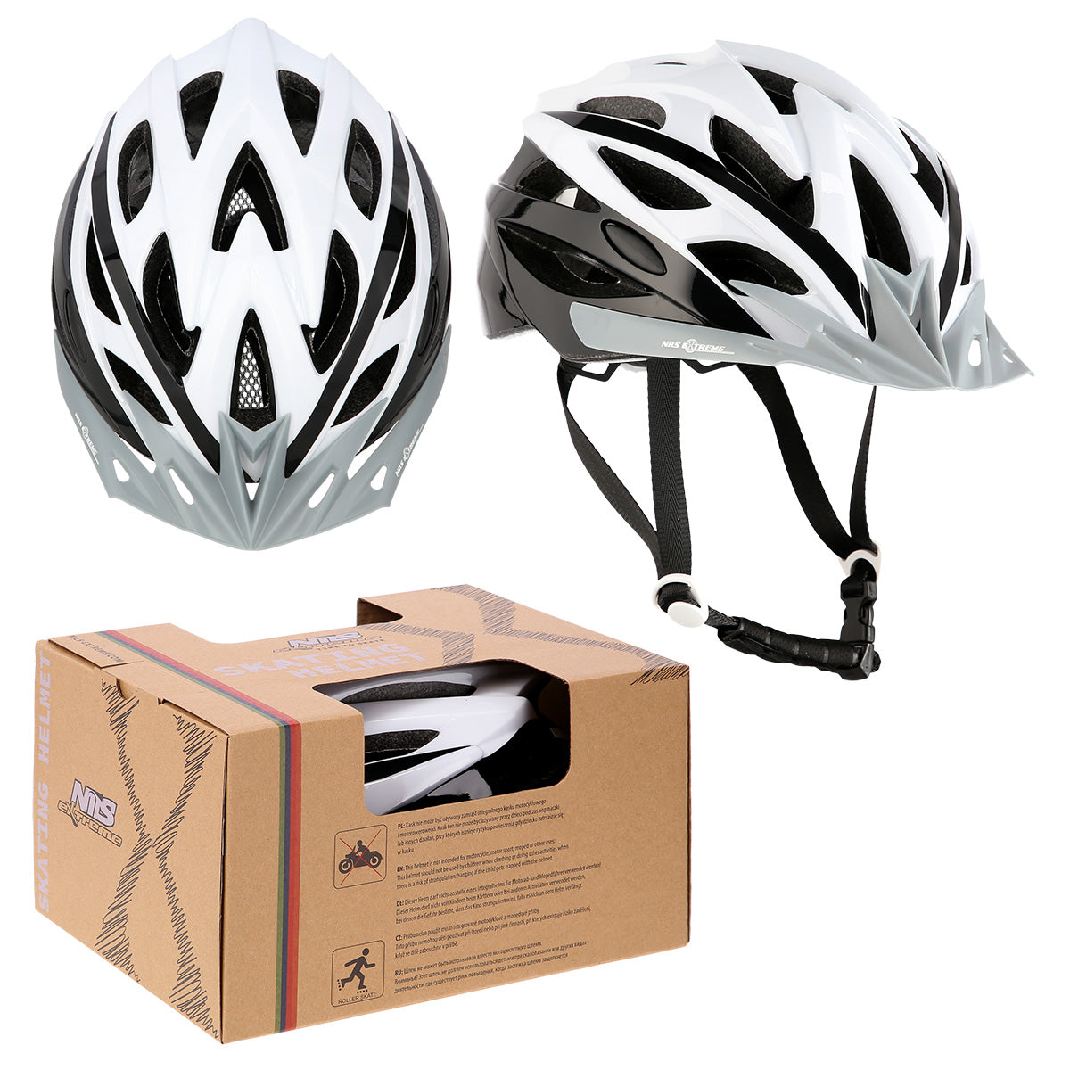 MTW210 BÍLO-ČERNÁ VELIKOST L (59-65 CM) NILS EXTREME HELMET