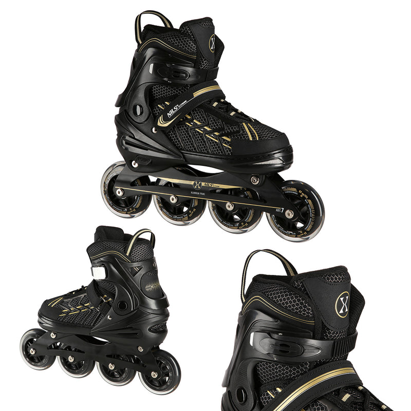 NA1128 BLACK-GOLD SIZE L(39-42) NILS EXTREME INLINE SKATES