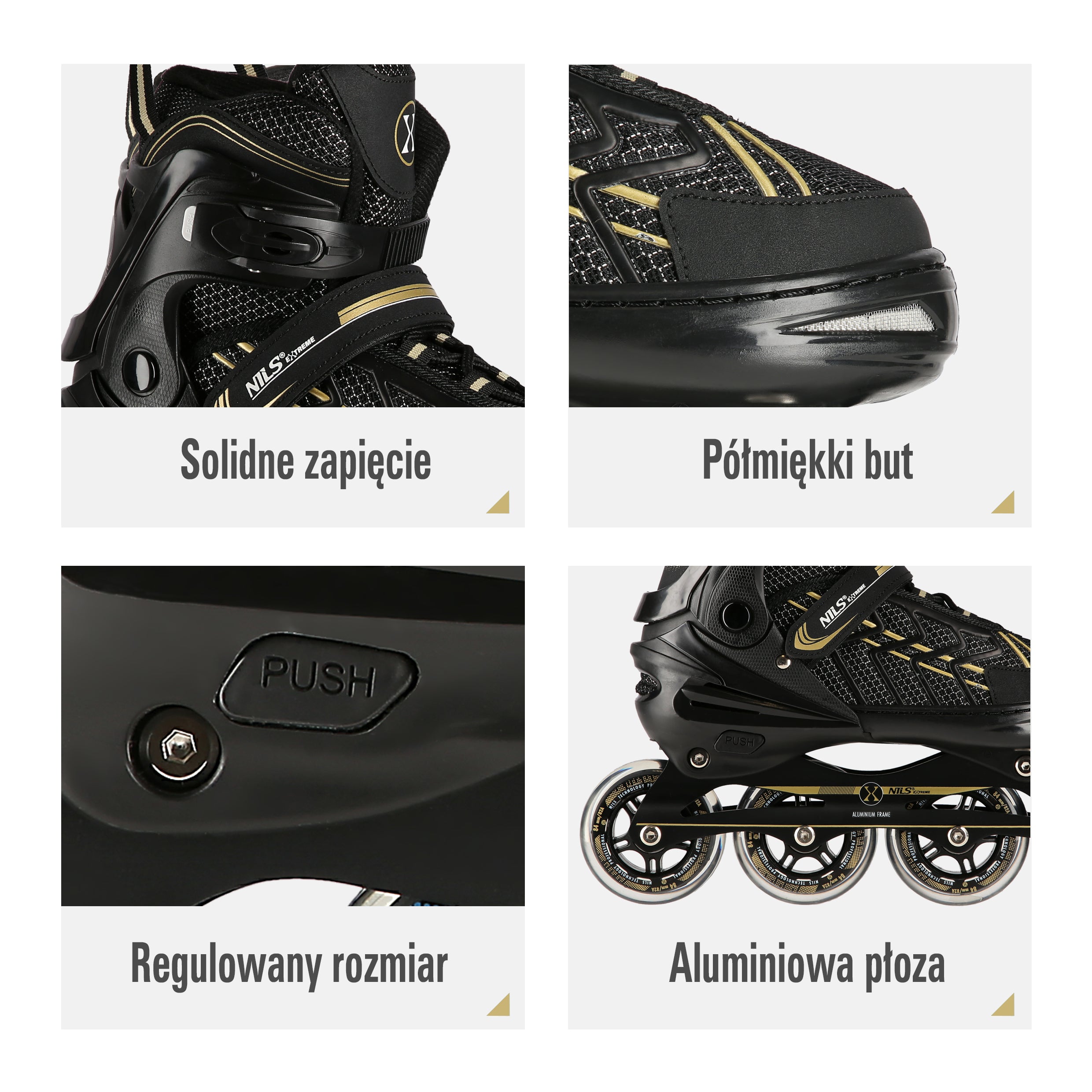 NA1128 ČERNO-ZLATÉ VELIKOST L (39-42) INLINE BRUSLÍ NILS EXTREME