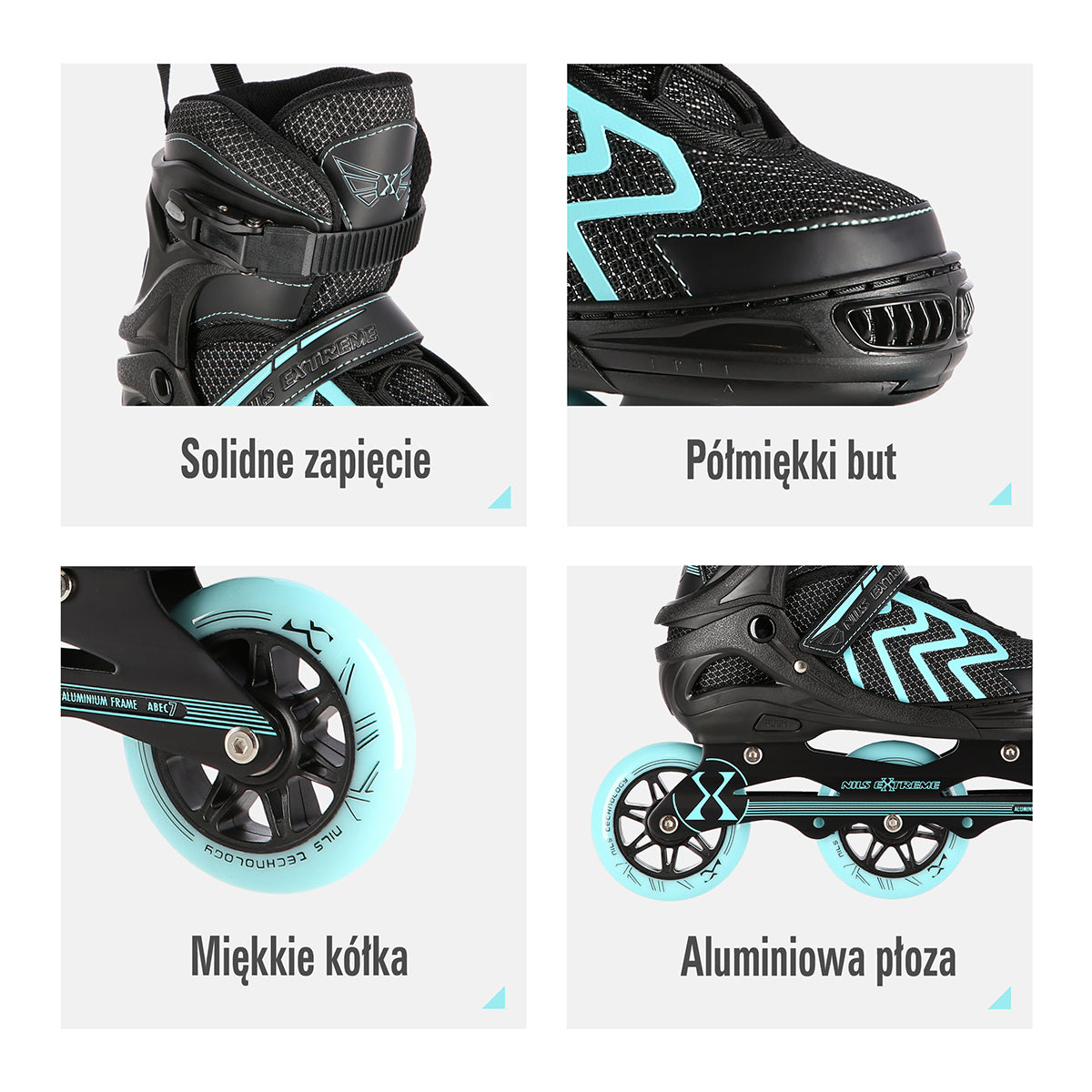 NA19318 ČERNO-TYRKÝZOVÉ VELIKOST S (31-34) INLINE BRUSLÍ NILS EXTREME