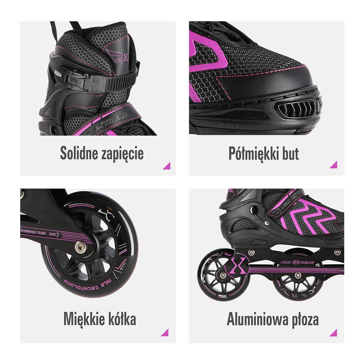 NA19318 BLACK-PURPLE SIZE L (39-42) NILS EXTREME INLINE SKATES