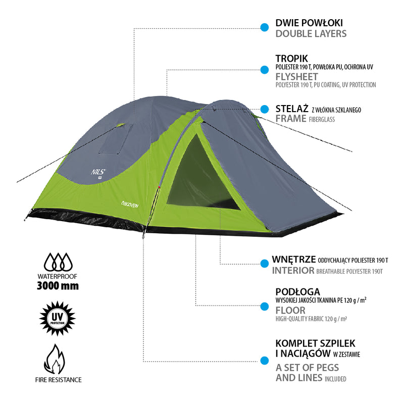 NC6006 GREEN-GREY DISCOVERY NILS CAMP TENT