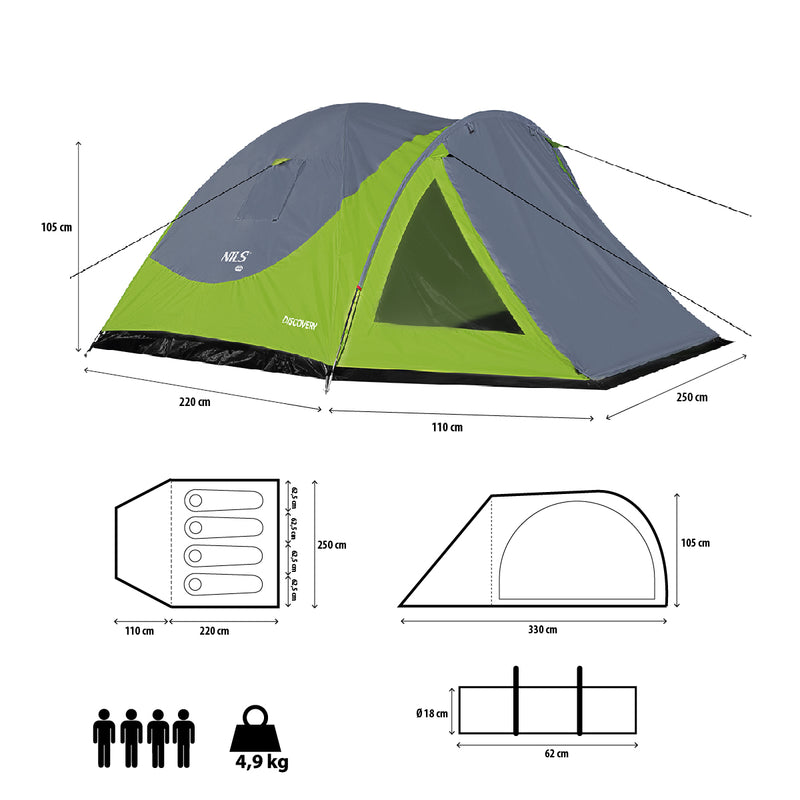 NC6006 GREEN-GREY DISCOVERY NILS CAMP TENT