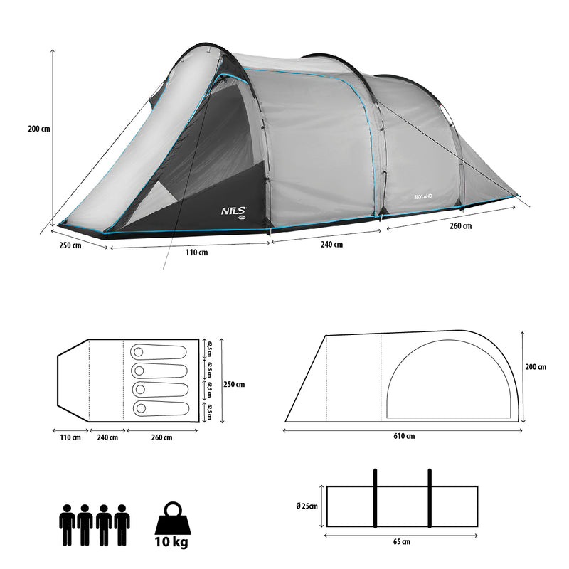 NC6023 GREY SKYLAND NILS CAMP TENT