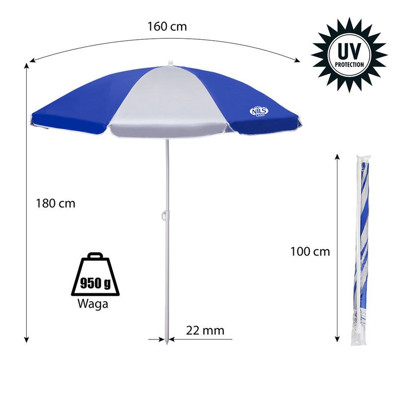 NC7813 BEACH UMBRELLA 180 CM NILS CAMP