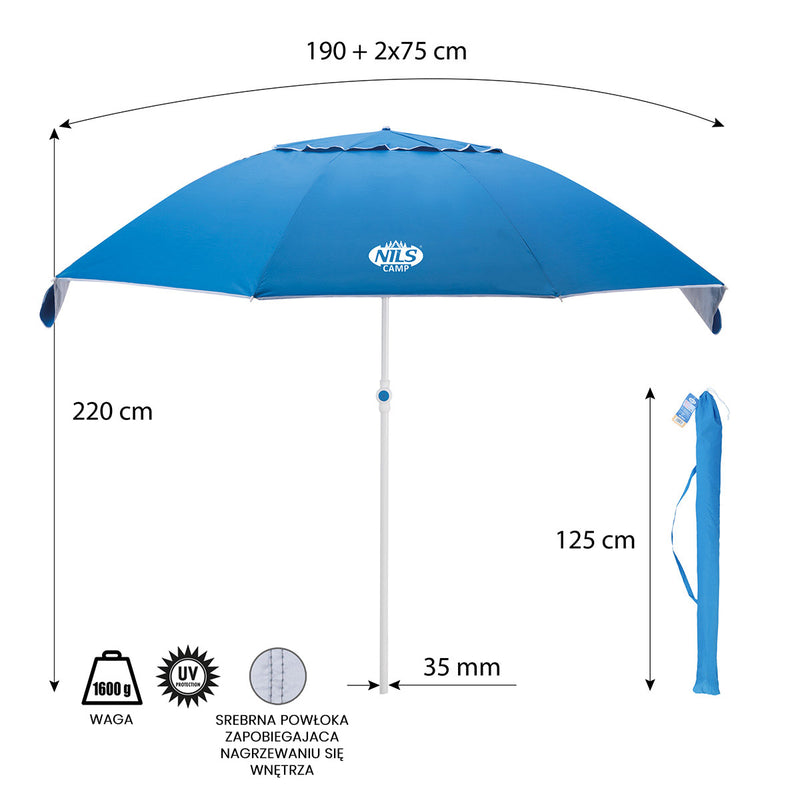 NC7822 BEACH UMBRELLA XL 220 CM NILS CAMP