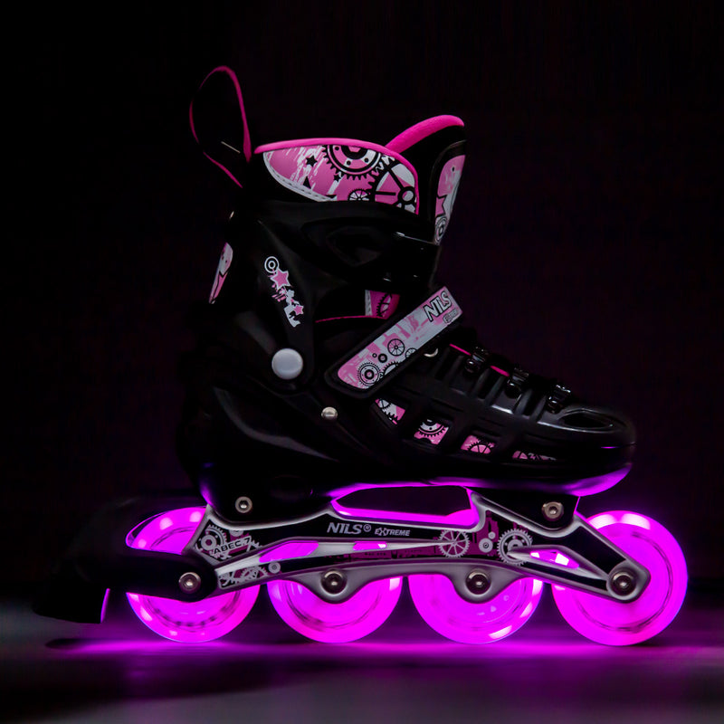 NH10905 4in1 PINK LED SIZE M(35-38) SKATING BLADES WITH HOCKEY BLADE NILS EXTREME