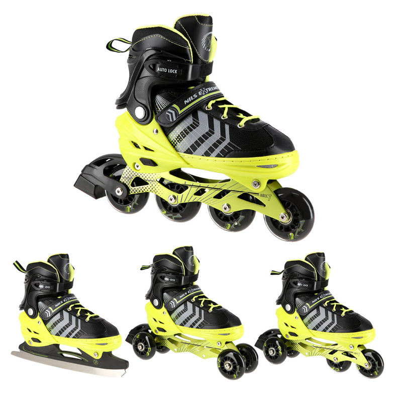 NH18192 4in1 BLACK-GREEN SIZE M(34-38) SKATING BLADES WITH HOCKEY SKIRT NILS EXTREME