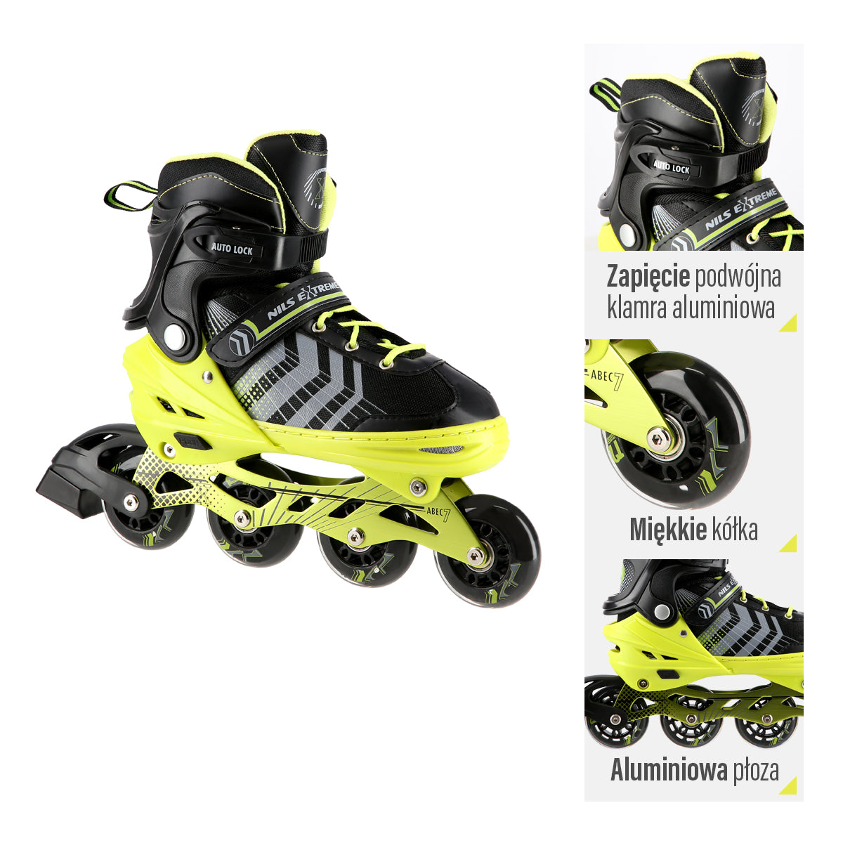 NH18192 4in1 BLACK-GREEN SIZE M(34-38) SKATING BLADES WITH HOCKEY SKIRT NILS EXTREME