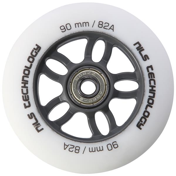 PU 90x24 82A WHITE MATT (4 pcs.) + ABEC-9 CHROME (8 pcs.) NILS EXTREME SET