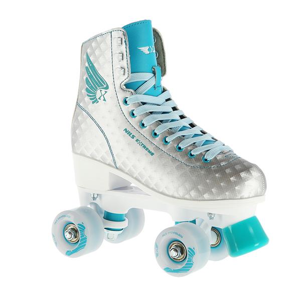 NQ14198 SILVER-TURQUOISE SIZE 32 NILS EXTREME ROLLER SKATES