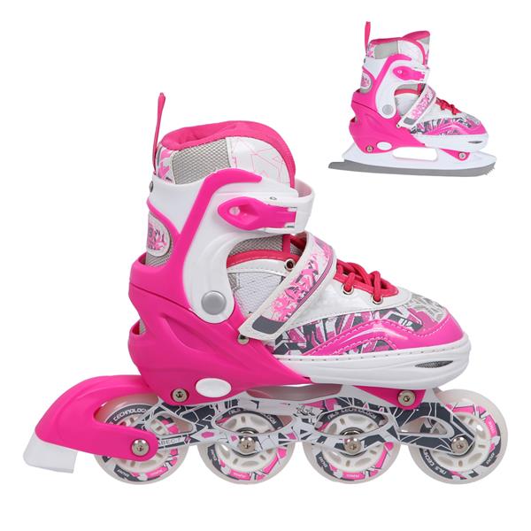 NF10927 A 2in1 DARK PINK SIZE S(31-34) INLINE SKATING BLADES WITH FIGURE NILS EXTREME