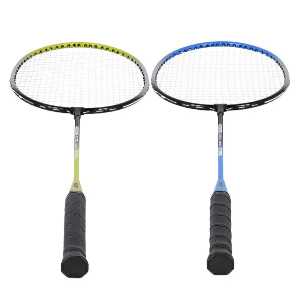 NRZ014 STEEL / BADMINTON SET 4 RACKETS + 3 SHUTTLES + NETS 195x22cm + NILS COVER