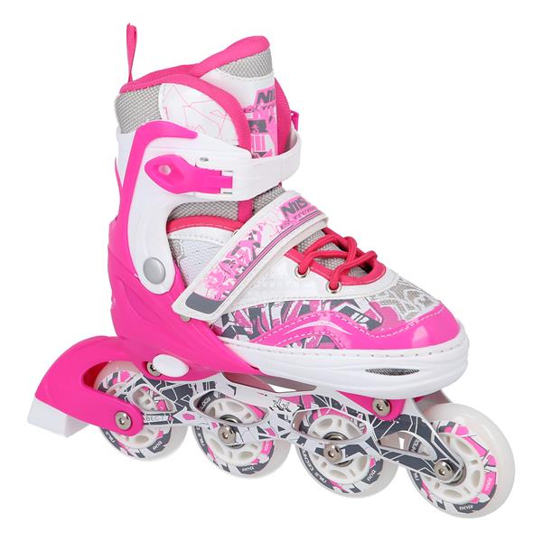 NF10927 A 2in1 DARK PINK SIZE S(31-34) INLINE SKATING BLADES WITH FIGURE NILS EXTREME