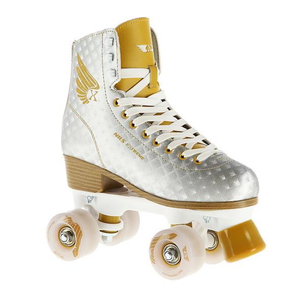 NQ14198 SILVER-GOLD SIZE 34 NILS EXTREME ROLLER SKATES