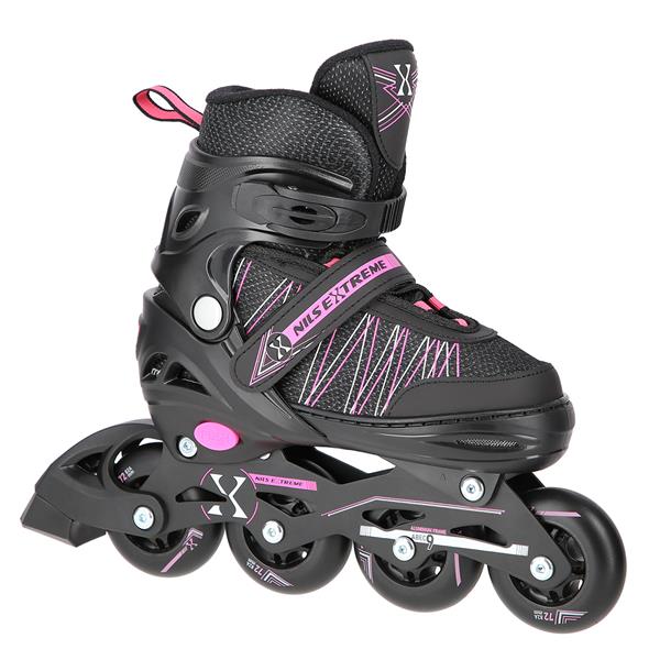 NH11912 A 2w1 BLACK/PINK ROZM. L(39-42) ŁYŻWOROLKI Z WYM. PŁ. HOKEJOWĄ NILS EXTREME