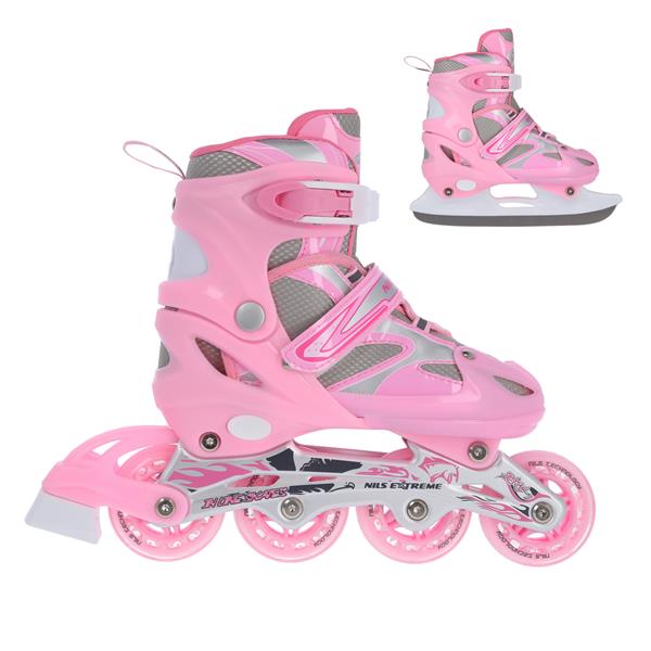NH18366 A 2in1 PINK SIZE L(39-42) SKATING BLADES WITH HOCKEY BOARD NILS EXTREME