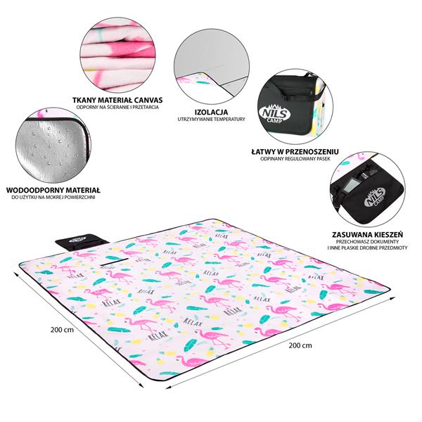 NC8009 FLAMINGO PICNIC BLANKET 200x200 PE ALU NILS CAMP