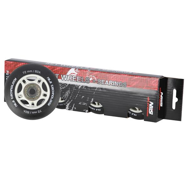 PU 72x24 82A ČERNÁ MATNÁ (4 ks) + ABEC-9 (8 ks) NILS EXTREME SET