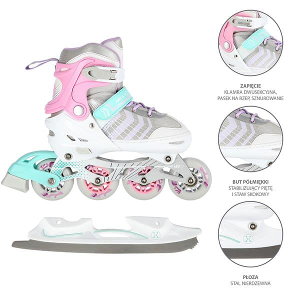 NH18192 4in1 PINK SIZE L(39-43) SKATING BLADES WITH FIGURE FLAT NILS EXTREME