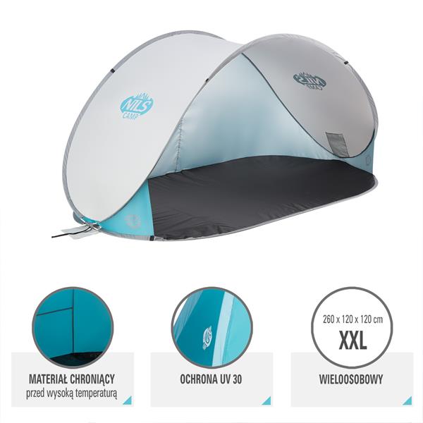 NC3174 LIGHT GREY SELF-EXTENDING BEACH TENT NILS CAMP FLOOR