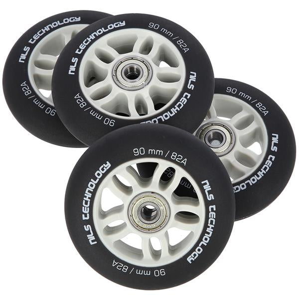 PU 90x24 82A ČERNÁ MATNÁ (4 ks) + ABEC-9 CHROM (8 ks) NILS EXTREME SET