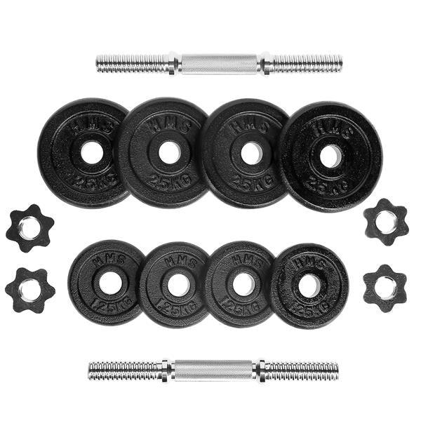 ST20 BLACK 2 x 10 KG DUMBBELLS IN A HMS CASE