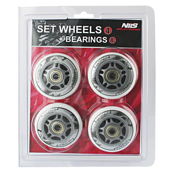 PU 84x24 82A WHITE (4 pcs.) + ABEC-7 CHROME (8 pcs.) NILS EXTREME SET