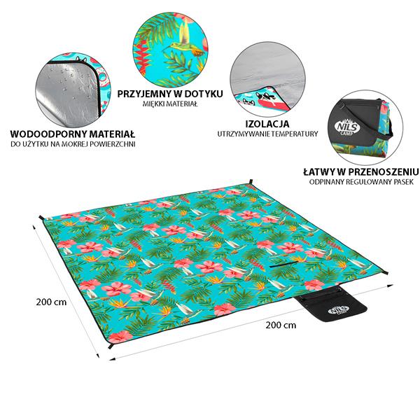 NC8019 HUMMINGBIRD PICNIC BLANKET 200 x 200cm NILS CAMP