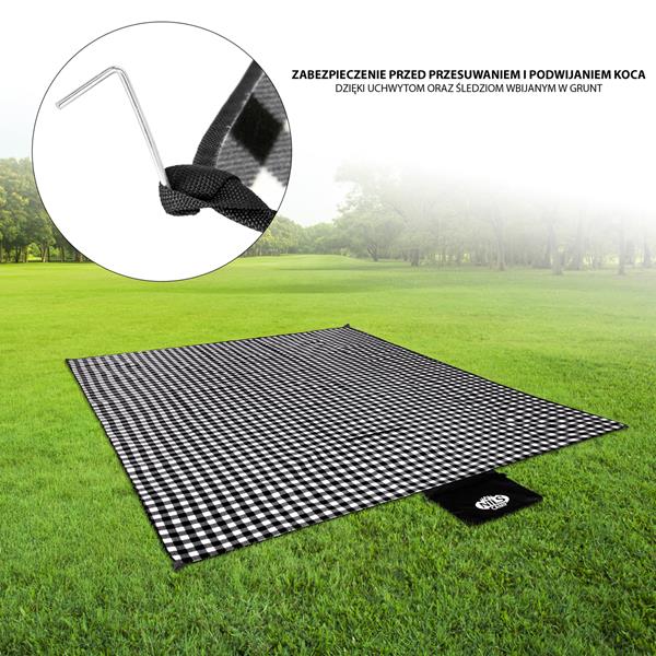 NC2310 PICNIC BLANKET WHITE-BLACK 300x200 CM PE + ALU NILS CAMP