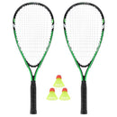 NRS001 CROSSMINTON SET 2 RACKETS + SHUTTLES + COVER GREEN NILS