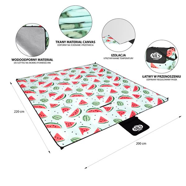 NC2312 WATERMELON PICNIC BLANKET 220×200cm PE + ALU NILS CAMP