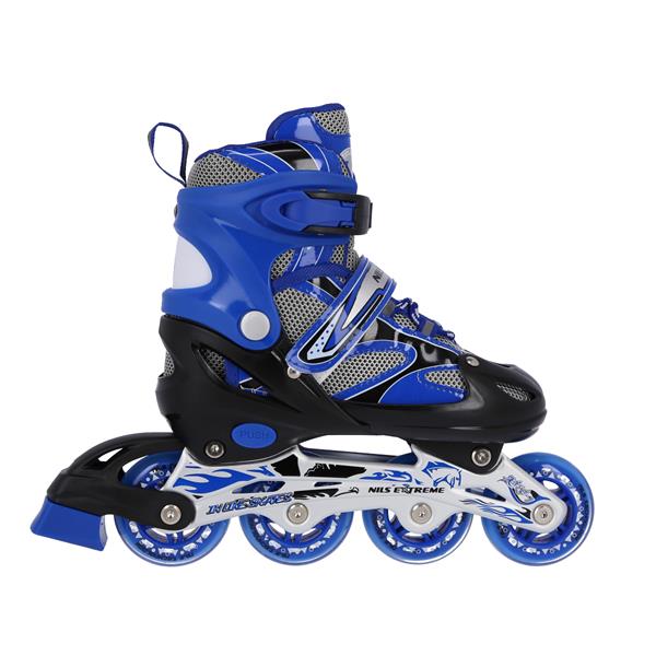NH18366 A 2v1 MODRÉ NŮŽE NA INLINE BRUSLÍ, VELIKOST M (35-38), PLNÁ. HOKEJ NILS EXTREME