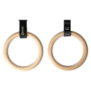TX08 WOODEN GYMNASTIC RINGS WITH MEASUREMENT CARABINER HMS PREMIUM