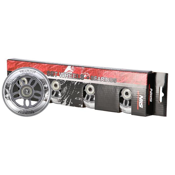 PU 90x24 82A TRANSPARENT (4 pcs.) + ABEC-7 CHROME (8 pcs.) NILS EXTREME SET