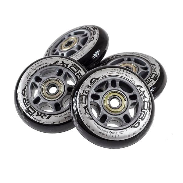 PU 76x24 82A CZARNE (4 szt.) + ABEC-9 (8 szt.) ZESTAW NILS EXTREME