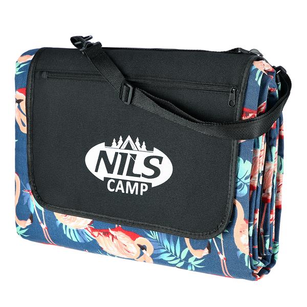 NC8014 PIKNIKOVÁ DEKA S MODRÝM PLAMENÍKEM 220x200 PE ALU NILS CAMP