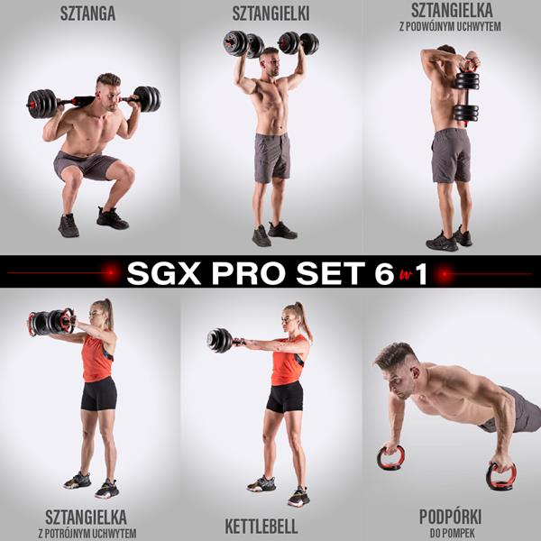 SGX120 (2 CZĘŚCI)  PROSET 6W1 ZESTAW CIĘŻARÓW 20KG HMS