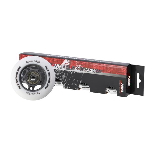 PU 72x24 82A BÍLÁ MATNÁ (4 ks) + ABEC-9 (8 ks) NILS EXTREME SET