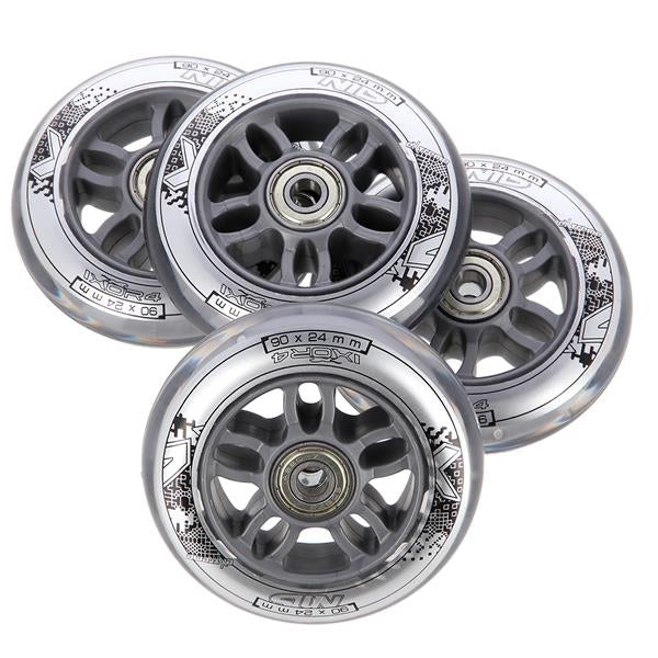 PU 90x24 82A TRANSPARENT (4 pcs.) + ABEC-7 CHROME (8 pcs.) NILS EXTREME SET