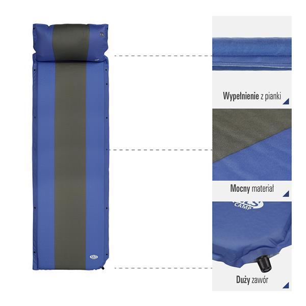 NC4349 BLUE-GREY SELF-INFLATION MAT WITH PILLOW NILS CAMP