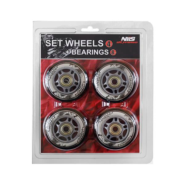 PU 76x24 82A ČERNÁ (4 ks) + ABEC-9 (8 ks) NILS EXTREME SET