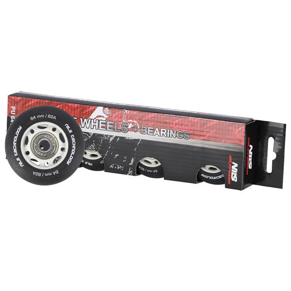 PU 64x24 82A ČERNÁ MATNÁ (4 ks) + ABEC-9 (8 ks) NILS EXTREME SET