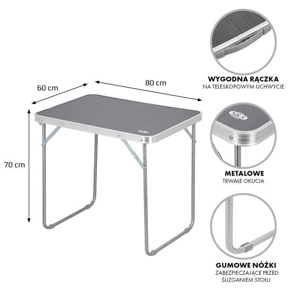 NC3020 GRAPHITE CAMPING TABLE 80x60x70 CM NILS CAMP